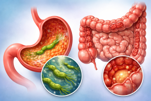 ما هو الفرق بين جرثومة المعدة (الميكروب الحلزوني) ومرض كرون؟